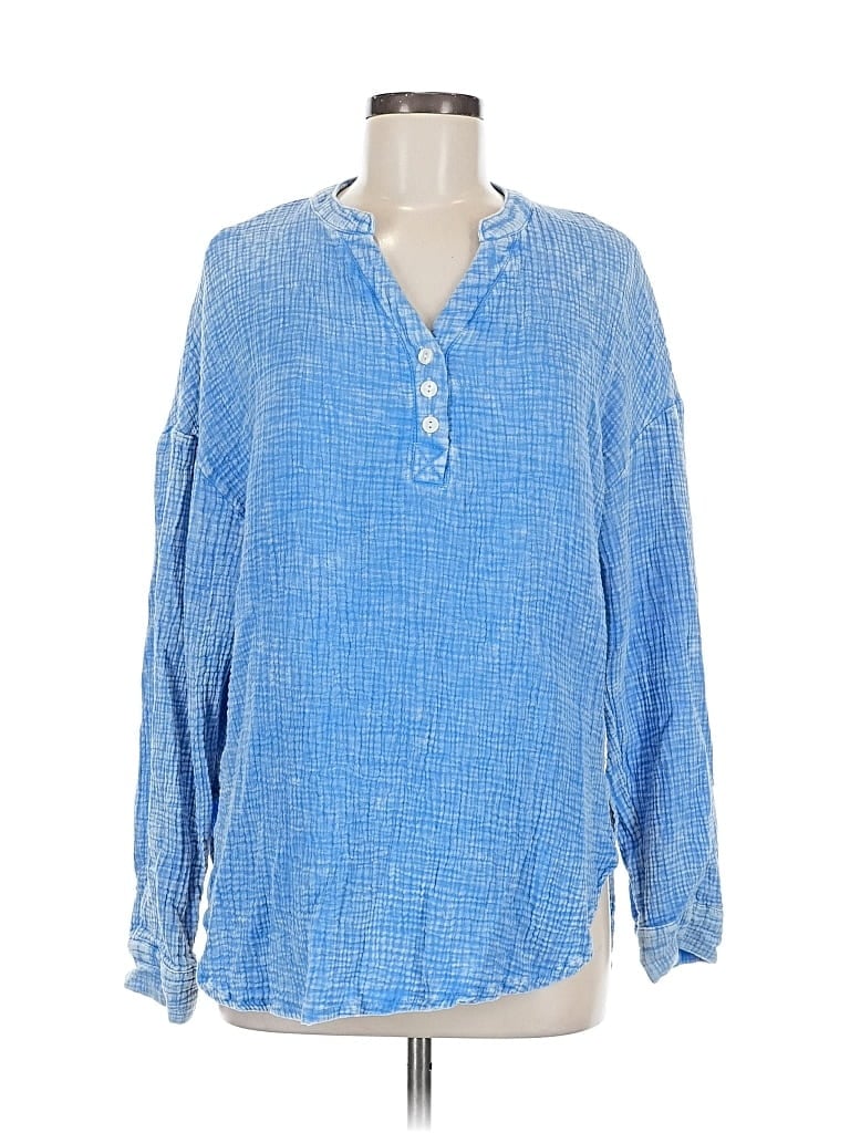 Pre-owned Dokotoo Long Sleeve Blouse In Blue