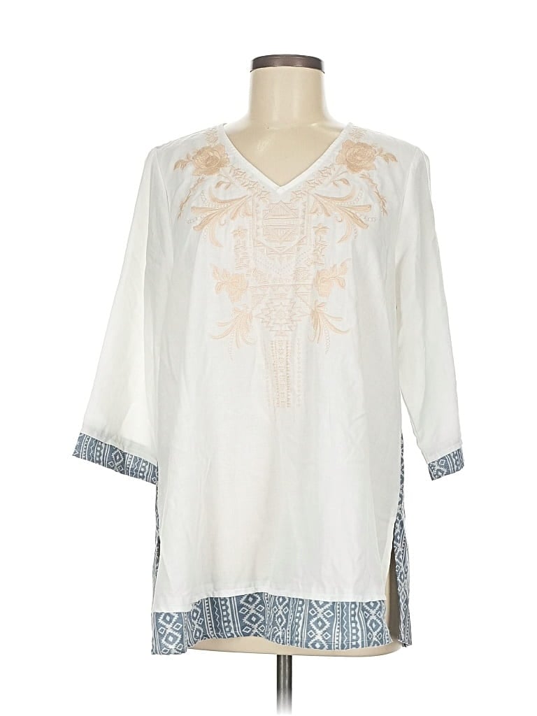 Pre-owned Andree By Unit 3/4 Sleeve Blouse In White