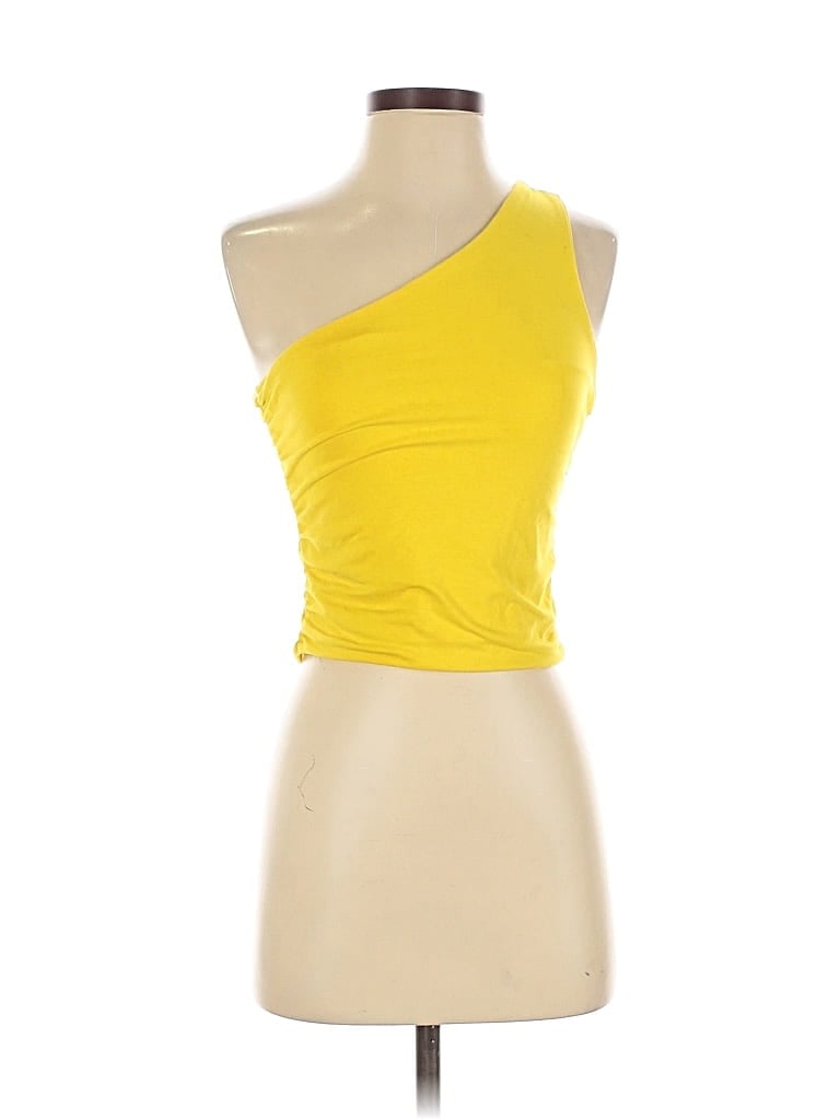 Pre-owned Superdown Sleeveless Top Yellow One Shoulder Neckline Tops