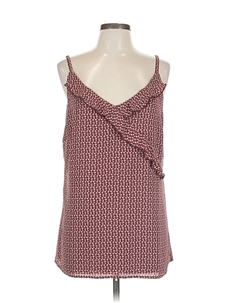 Pre-owned Cabi Sleeveless Top Burgundy One Shoulder Neckline Tops