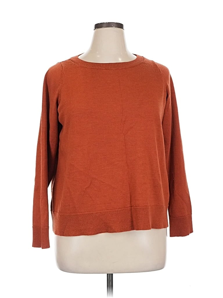 Pre-owned Eileen Fisher Wool Pullover Sweater In Orange