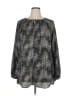 Sejour 100% Polyester Gray Black Long Sleeve Blouse Size 1X - photo 1