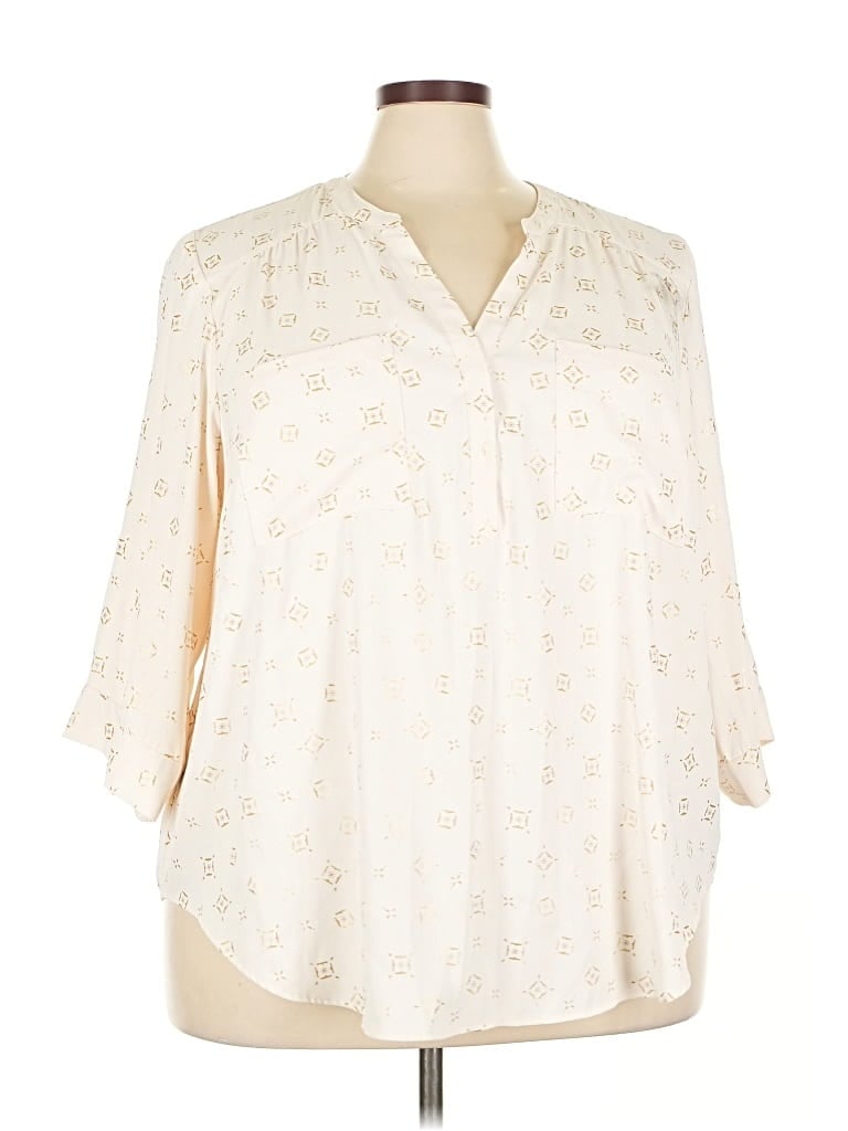 Pre-owned Torrid 3/4 Sleeve Blouse In White