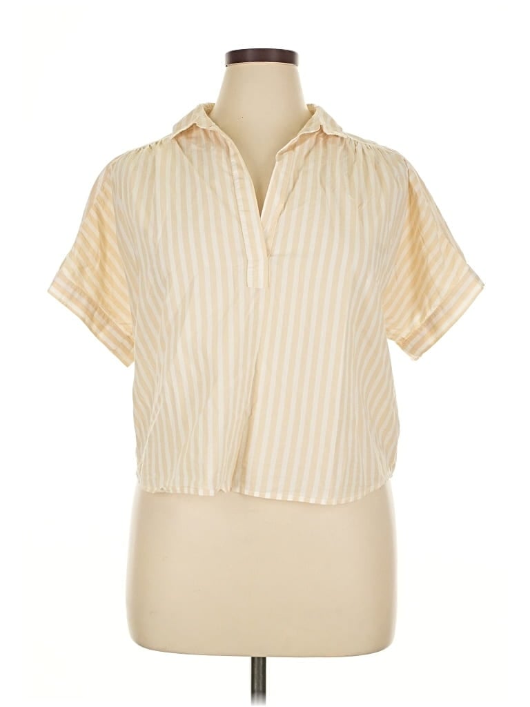 Pre-owned Universal Thread Short Sleeve Blouse In White