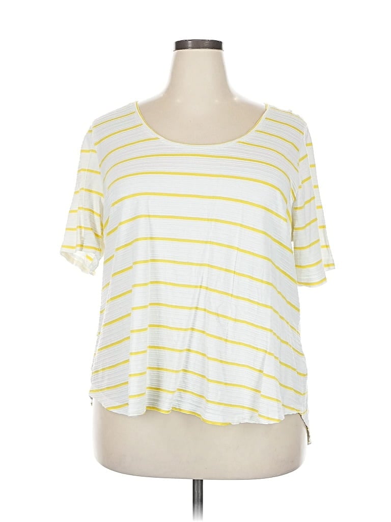 Pre-owned Lane Bryant Short Sleeve Top Yellow Scoop Neck Tops