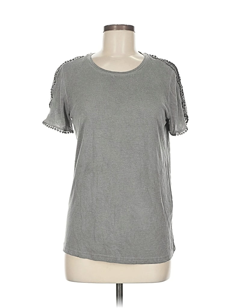 Pre-owned Dantelle Short Sleeve Top Gray Crew Neck Tops