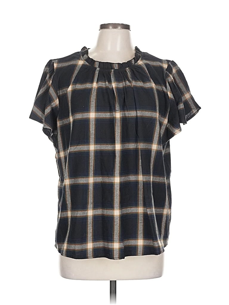 Pre-owned Time And Tru Short Sleeve Blouse In Black