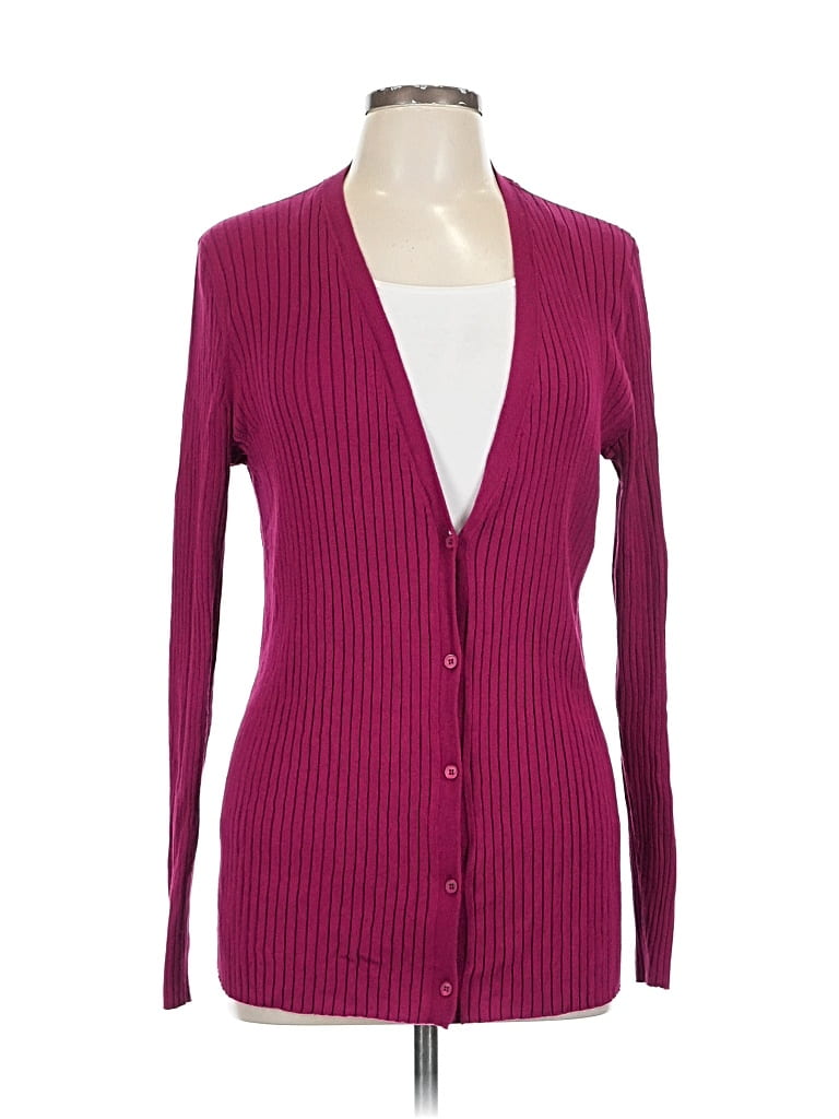 Pre-owned Lafayette 148 Cardigan Sweater In Burgundy