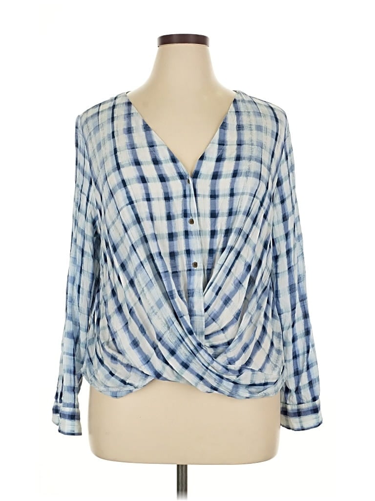 Pre-owned A.n.a. A New Approach 3/4 Sleeve Blouse In Blue