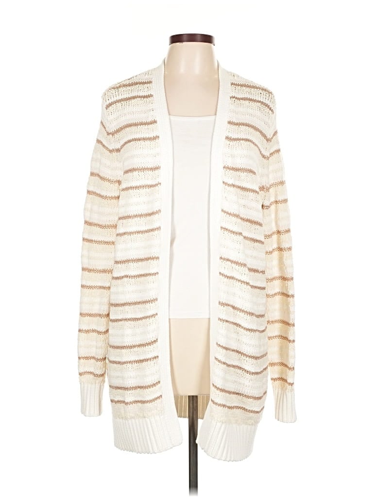 Pre-owned Ann Taylor Loft Cardigan Sweater In White