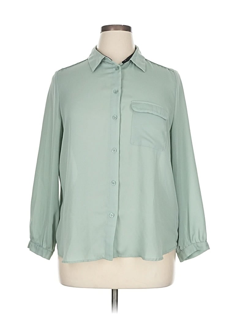 Pre-owned Who What Wear 3/4 Sleeve Blouse In Green