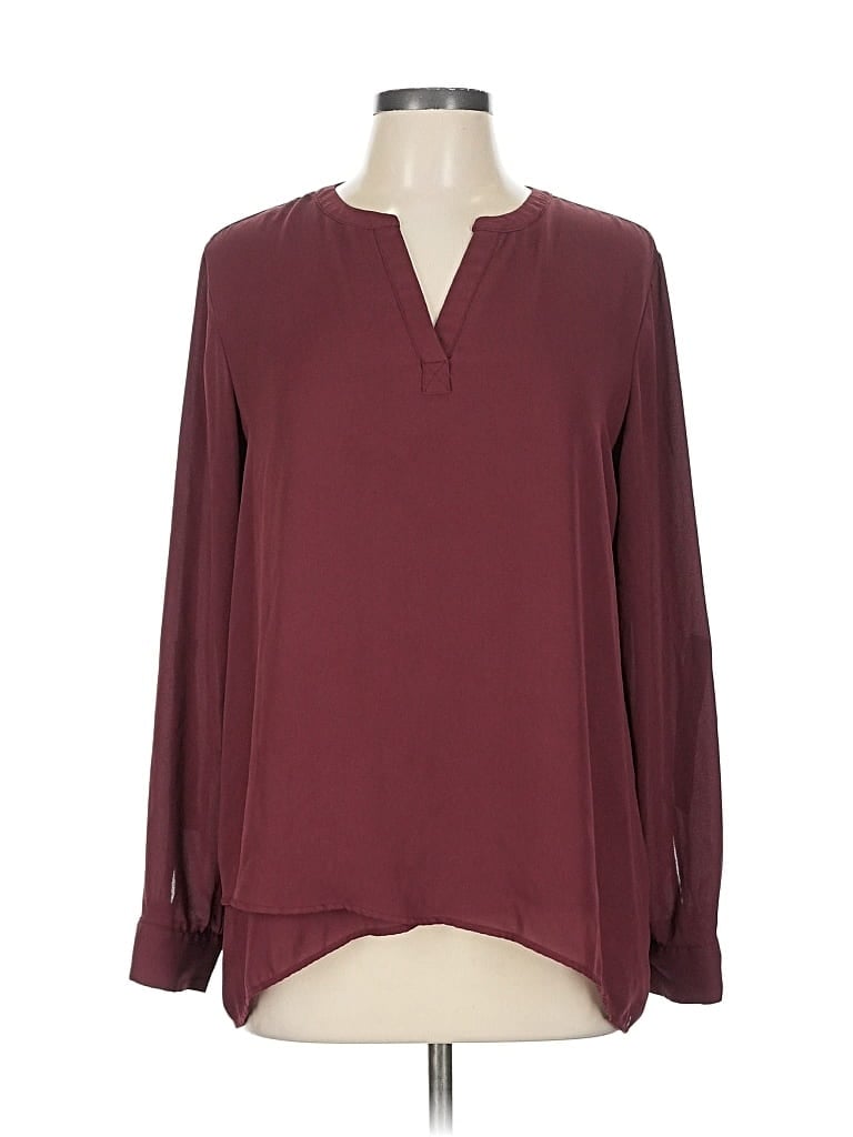 Pre-owned Simply Vera Vera Wang Long Sleeve Blouse In Burgundy