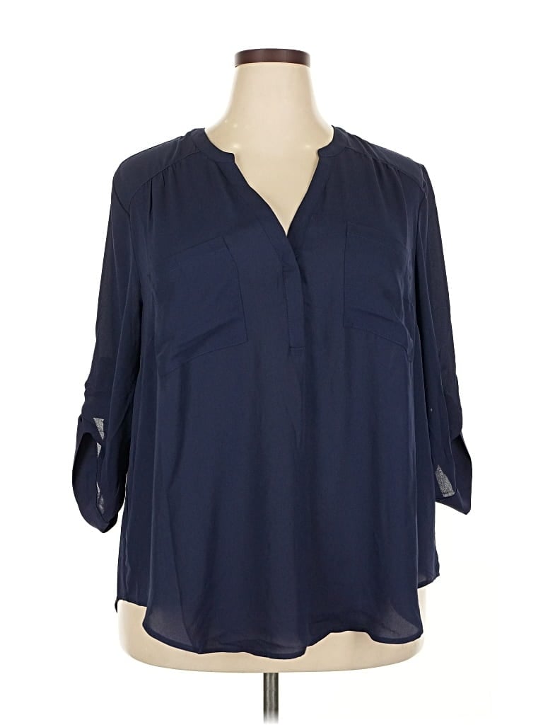 Pre-owned Torrid 3/4 Sleeve Blouse In Blue