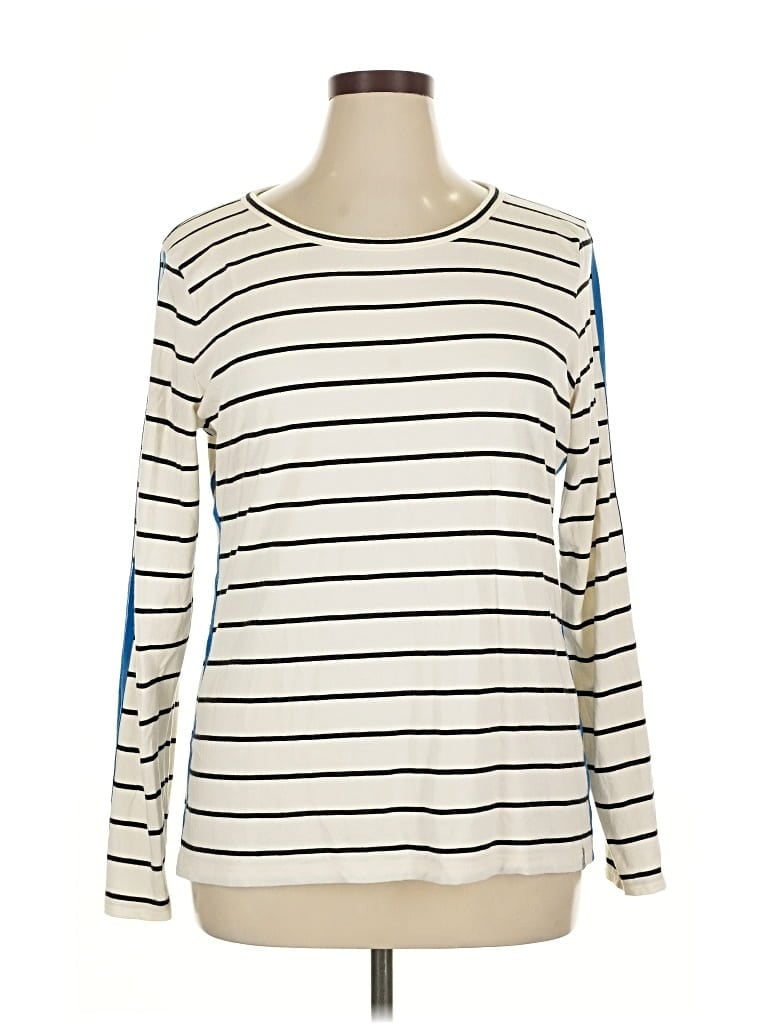 Pre-owned T By Talbots Long Sleeve Top Ivory Boatneck Tops In White