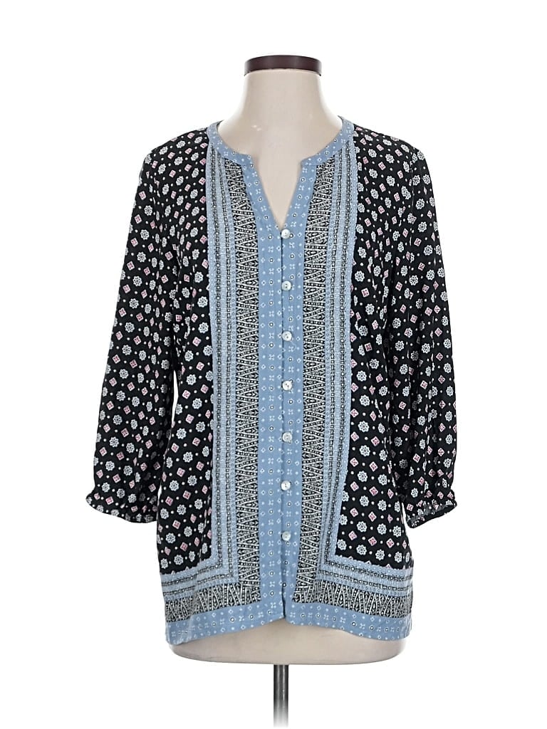 Pre-owned Jjill 3/4 Sleeve Blouse In Blue