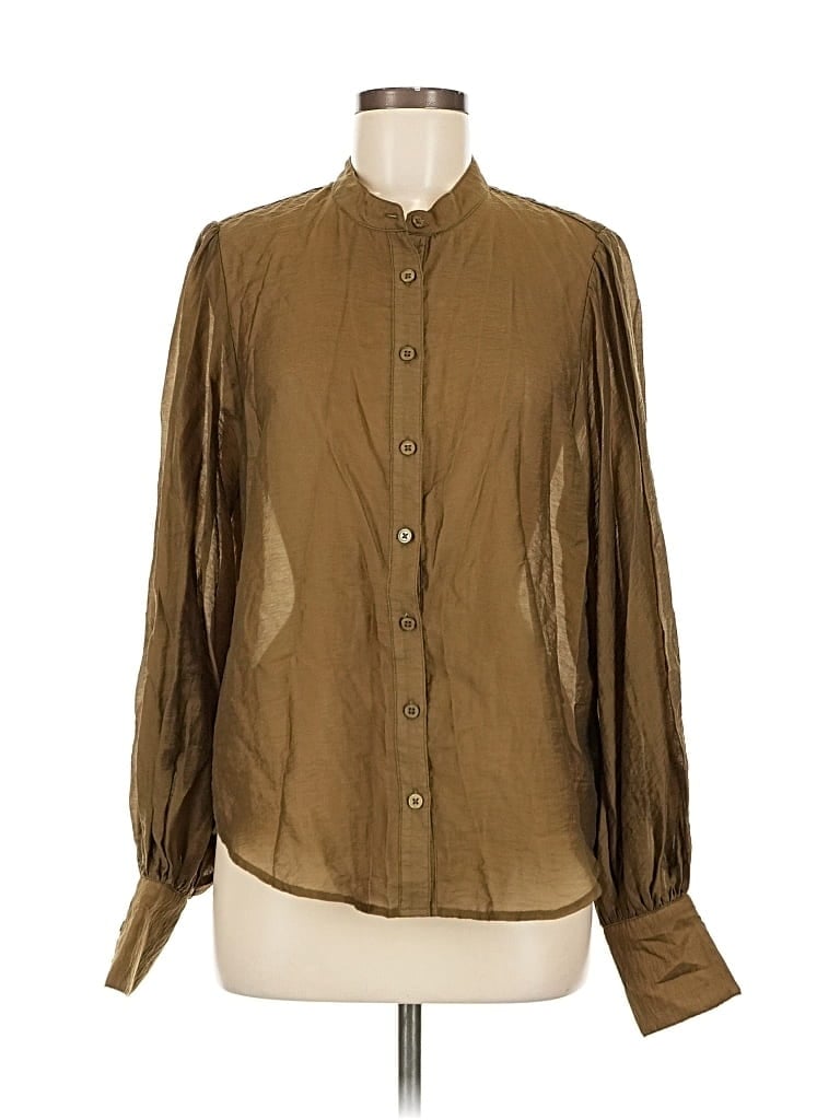 Pre-owned By Anthropologie Long Sleeve Blouse In Brown