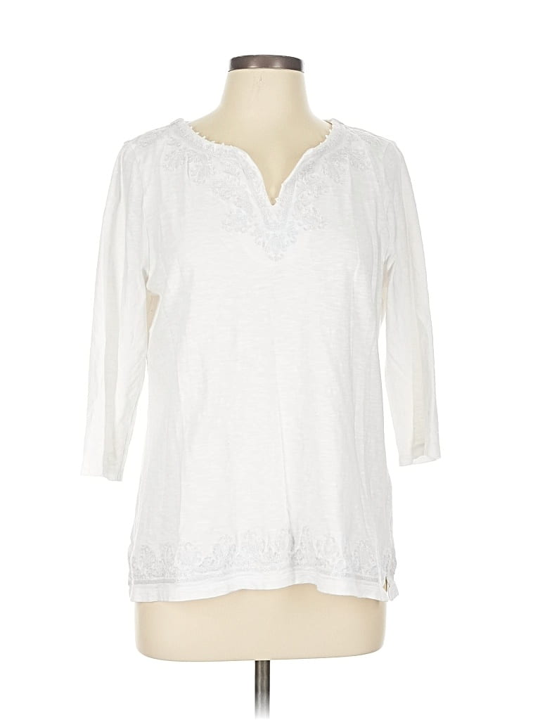 Pre-owned Talbots 3/4 Sleeve Blouse In White