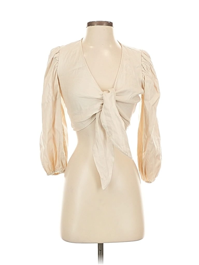 Pre-owned Express 3/4 Sleeve Blouse In White