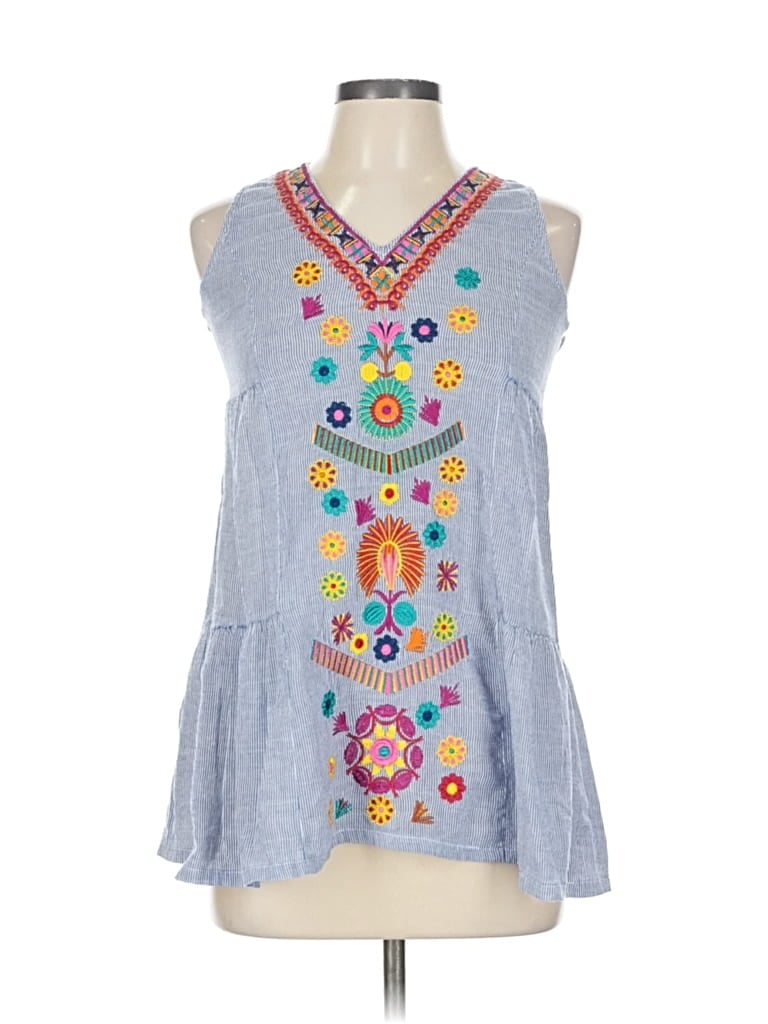 Pre-owned See And Be Seen Sleeveless Blouse In Blue