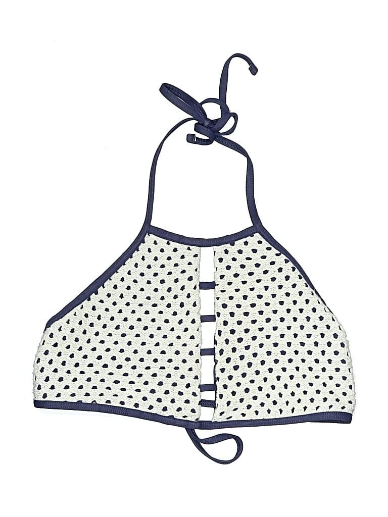 Pre-owned Guria Beachwear Swimsuit Top Ivory Polka Dots Pattern Swimwear In White