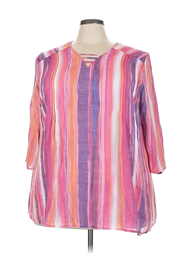 Pre-owned Catherines 3/4 Sleeve Blouse In Pink