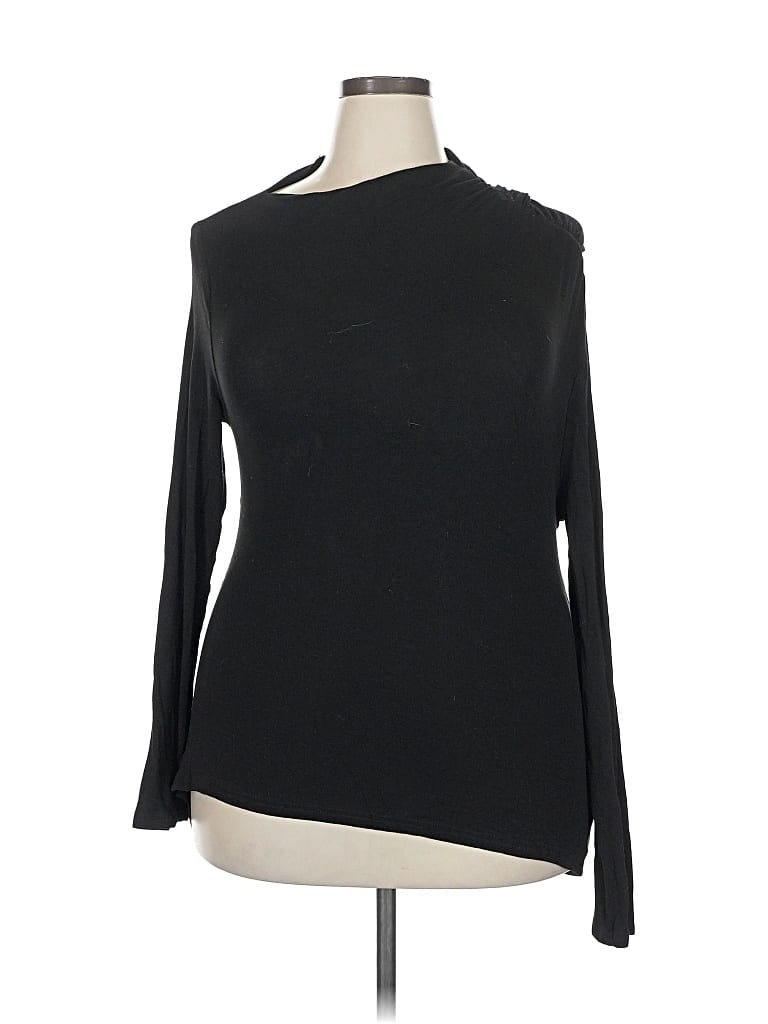 Pre-owned Chicwish Long Sleeve Top Black One Shoulder Neckline Tops