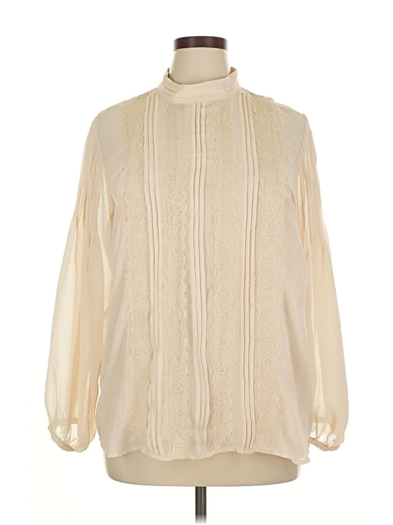 Pre-owned Banana Republic Factory Store Long Sleeve Blouse In White