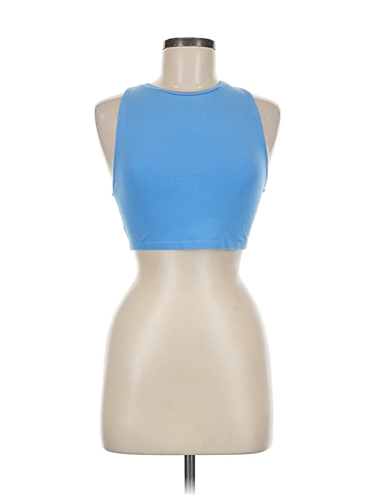 Pre-owned Zara Tank Top Blue Halter Neckline Tops