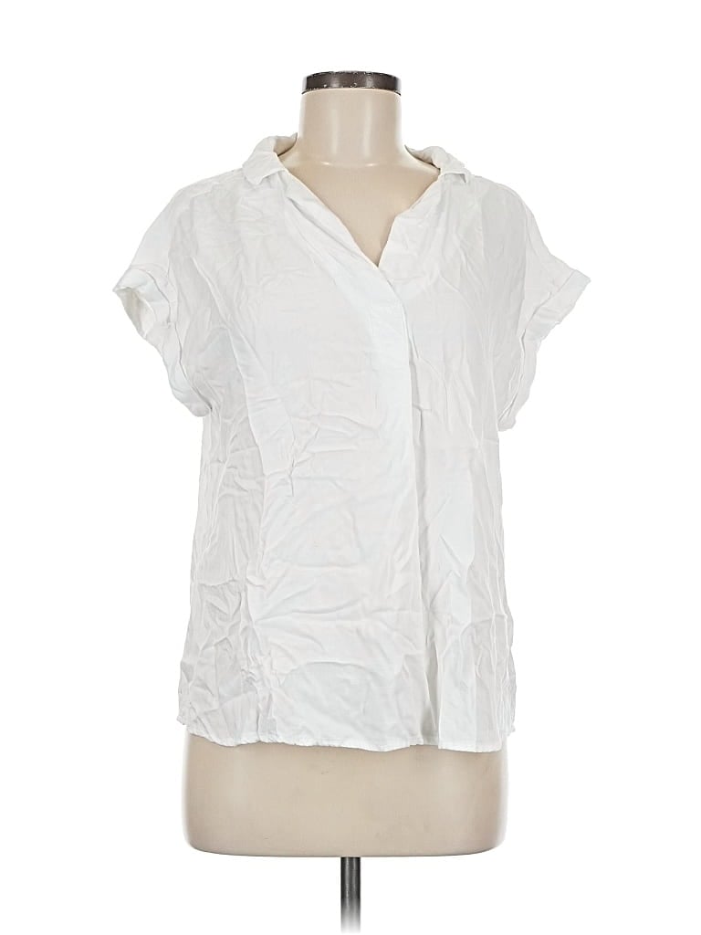 Pre-owned Gap Short Sleeve Blouse In White
