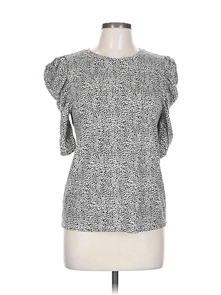 Pre-owned Ann Taylor Loft Short Sleeve T-shirt In Silver