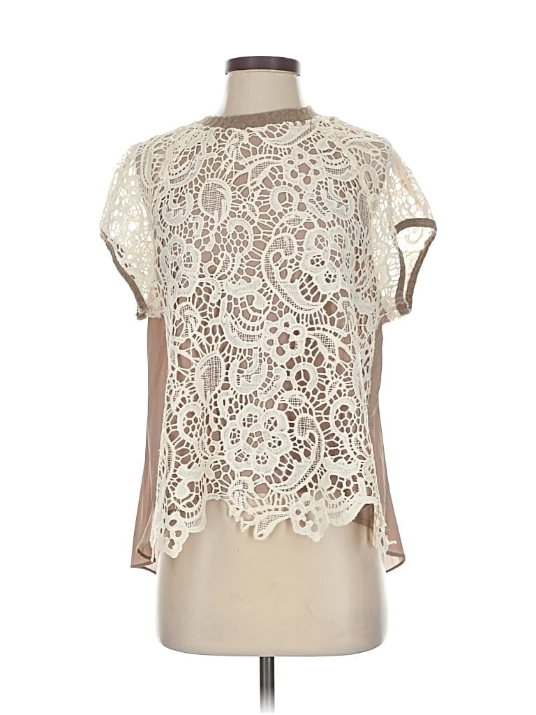 Pre-owned Miss Me Short Sleeve Blouse In White