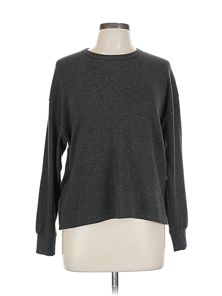 Pre-owned Rvca Long Sleeve Top Gray Crew Neck Tops