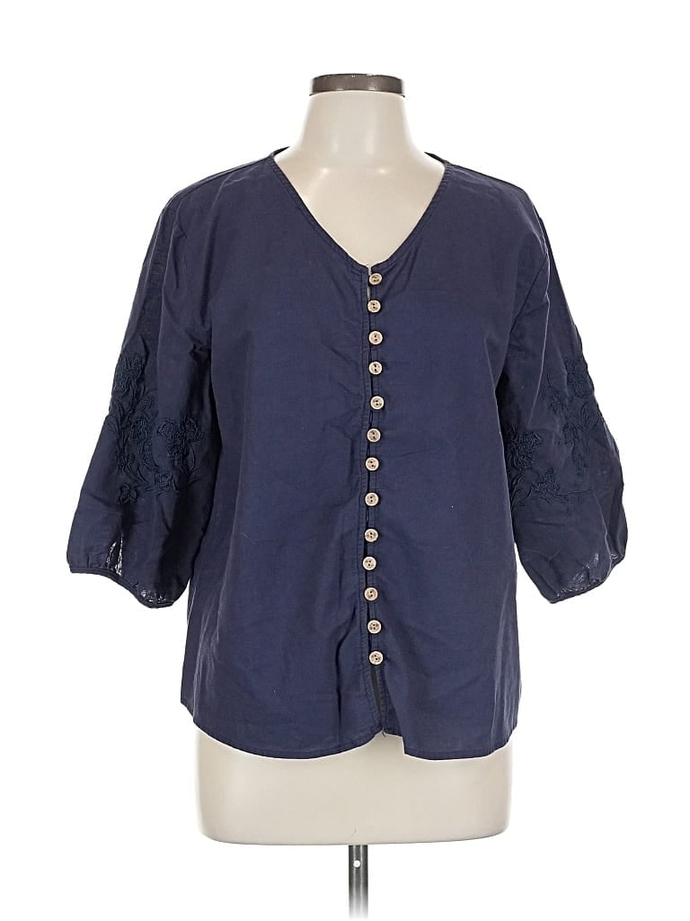 Pre-owned Unbranded 3/4 Sleeve Blouse In Blue