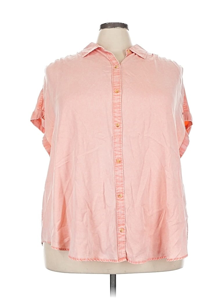 Pre-owned New Directions Short Sleeve Button Down Shirt In Pink