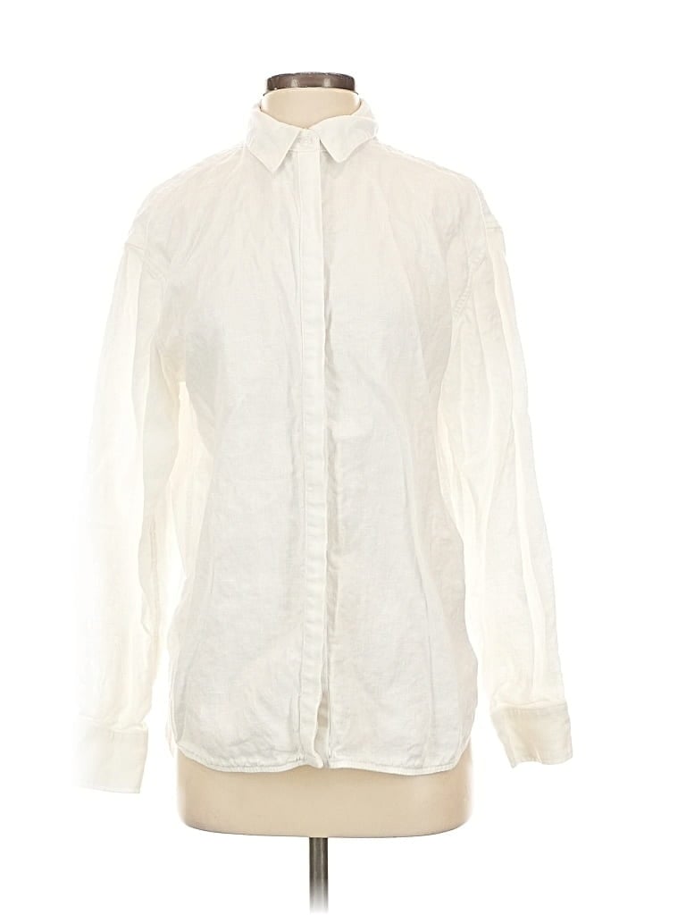 Pre-owned Athleta Long Sleeve Blouse In White