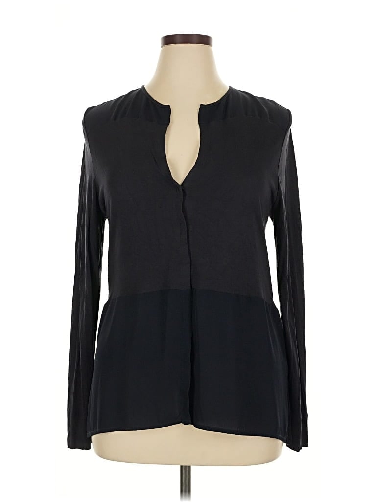 Pre-owned Ecru Long Sleeve Blouse In Black