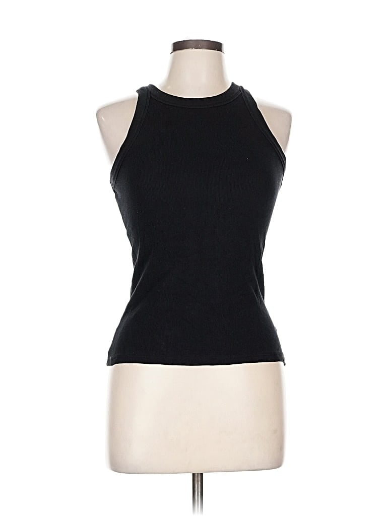 Pre-owned Easy Standard Tank Top Black Halter Neckline Tops