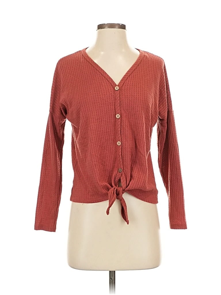 Pre-owned Paper Crane Long Sleeve Blouse In Burgundy