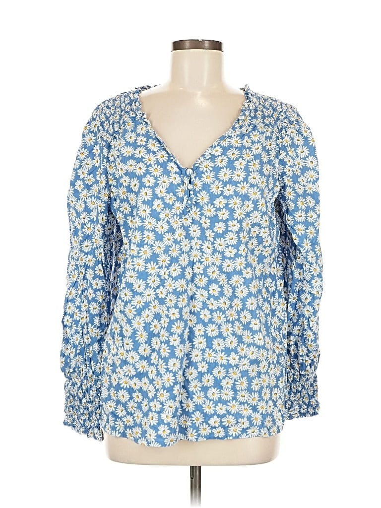 Pre-owned St. John's Bay 3/4 Sleeve Blouse In Blue