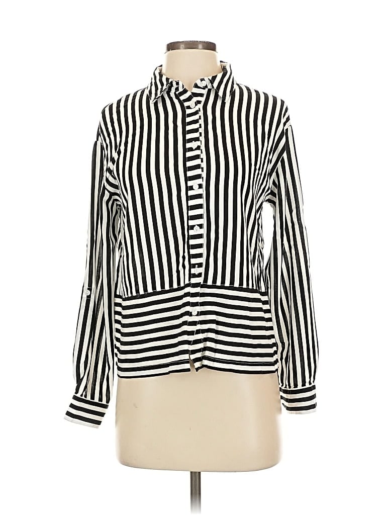 Pre-owned Emily Daniels Long Sleeve Blouse In White