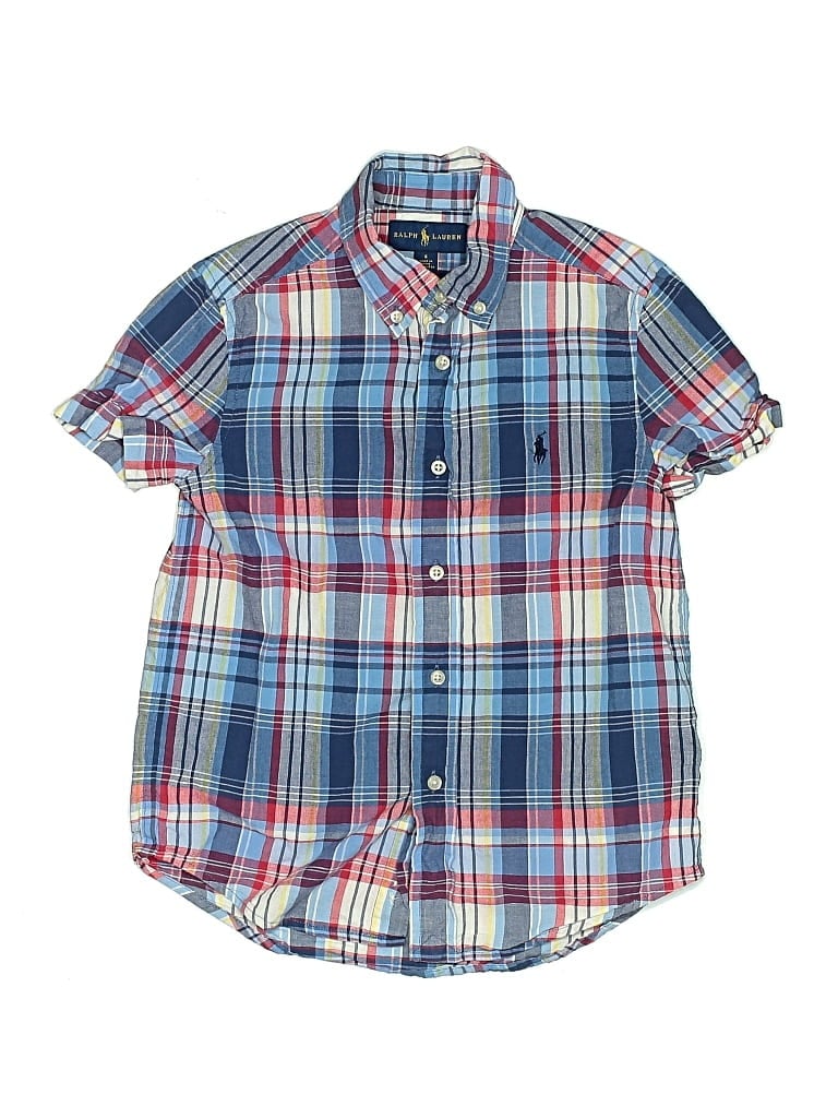 Pre-owned Ralph Lauren Kids' Short Sleeve Button Down Shirt In Blue