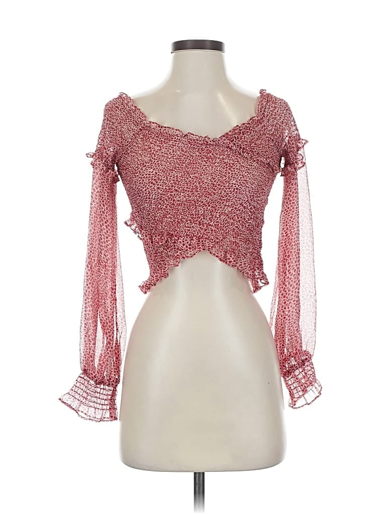 Pre-owned Lucy Paris 3/4 Sleeve Blouse In Red