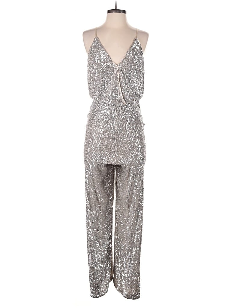 Pre-owned Aidan Mattox Jumpsuit In Silver