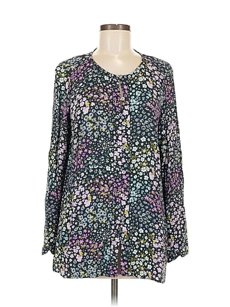 Pre-owned Jjill Long Sleeve Blouse In Purple