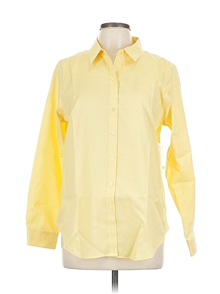 Coldwater Creek Long Sleeve Button Down Shirt In Yellow