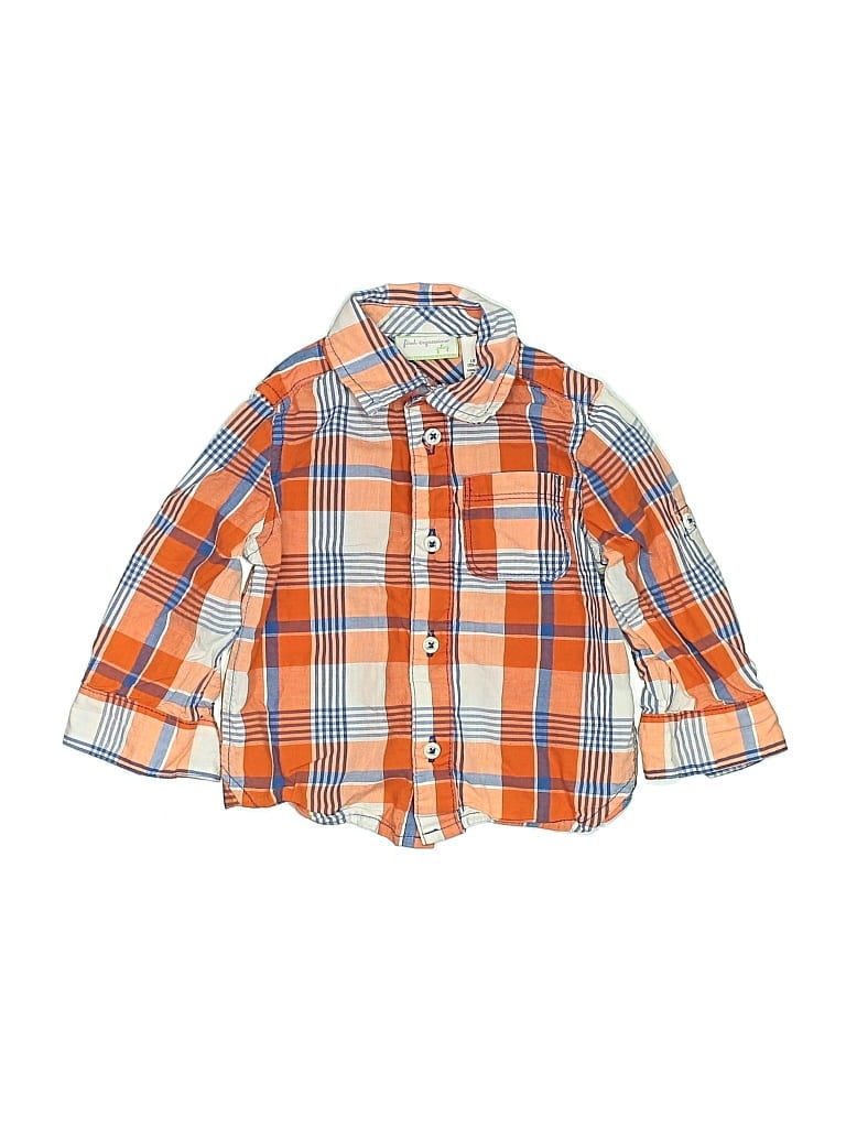 Pre-owned First Impressions Babies' Long Sleeve Button Down Shirt In Orange