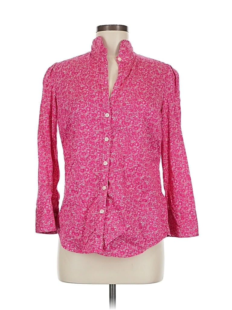 Pre-owned Lilly Pulitzer 3/4 Sleeve Button Down Shirt In Pink
