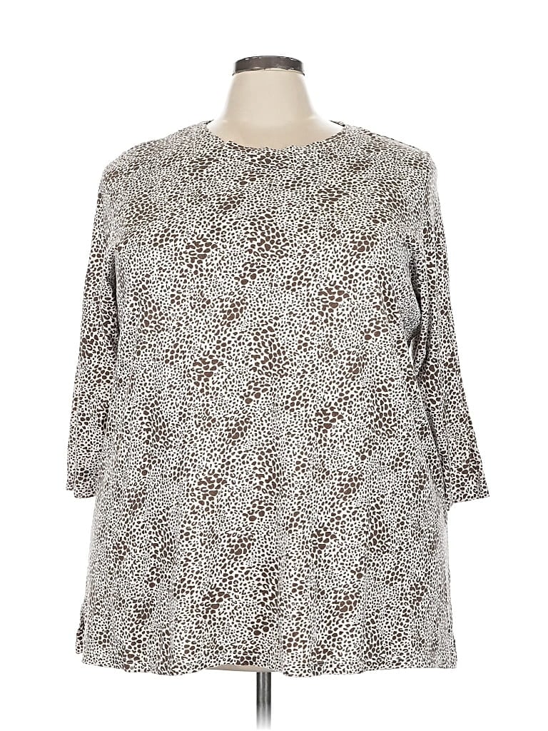 Pre-owned Lands' End 3/4 Sleeve T-shirt In Silver