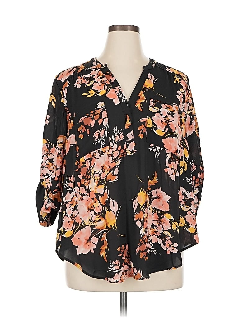 Pre-owned Torrid 3/4 Sleeve Blouse In Black
