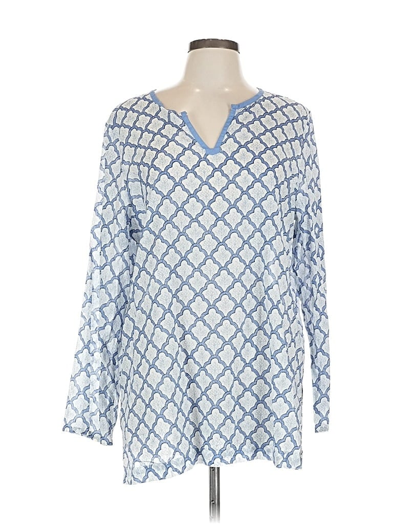 Pre-owned Jjill Long Sleeve Blouse In Blue